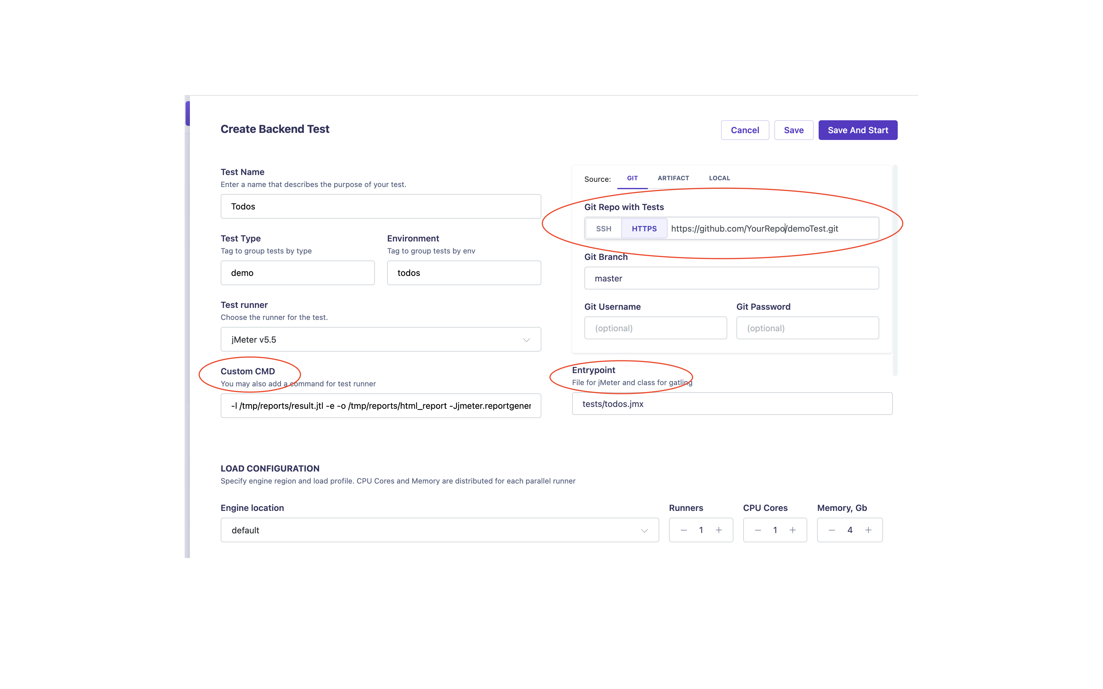 Configure Backend Test